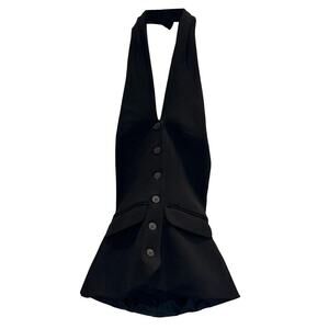 Nasty Gal - Premium Halter Tailored Tank (Black) - Size US 0